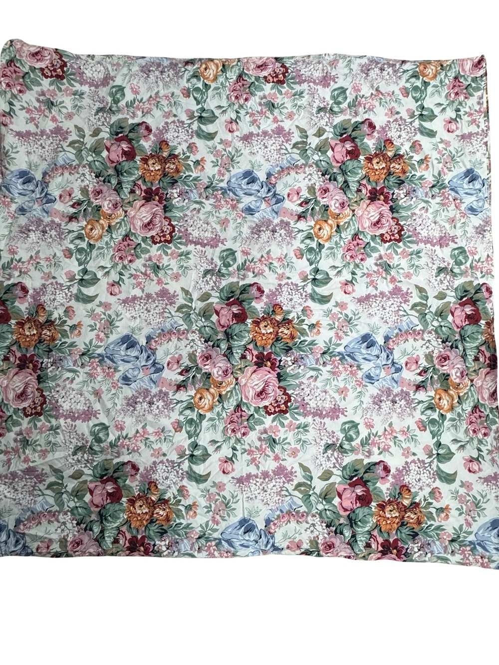 Vintage Ralph Lauren Allison Cotton KING FLAT SHEET Floral USA Made Cottagecore